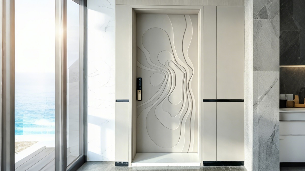 Custom relief engraved armored entry door for premium projects