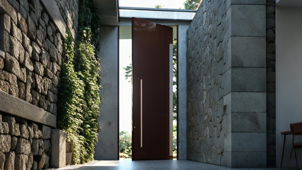 Korean-style fluorocarbon stainless steel flat panel door view 6