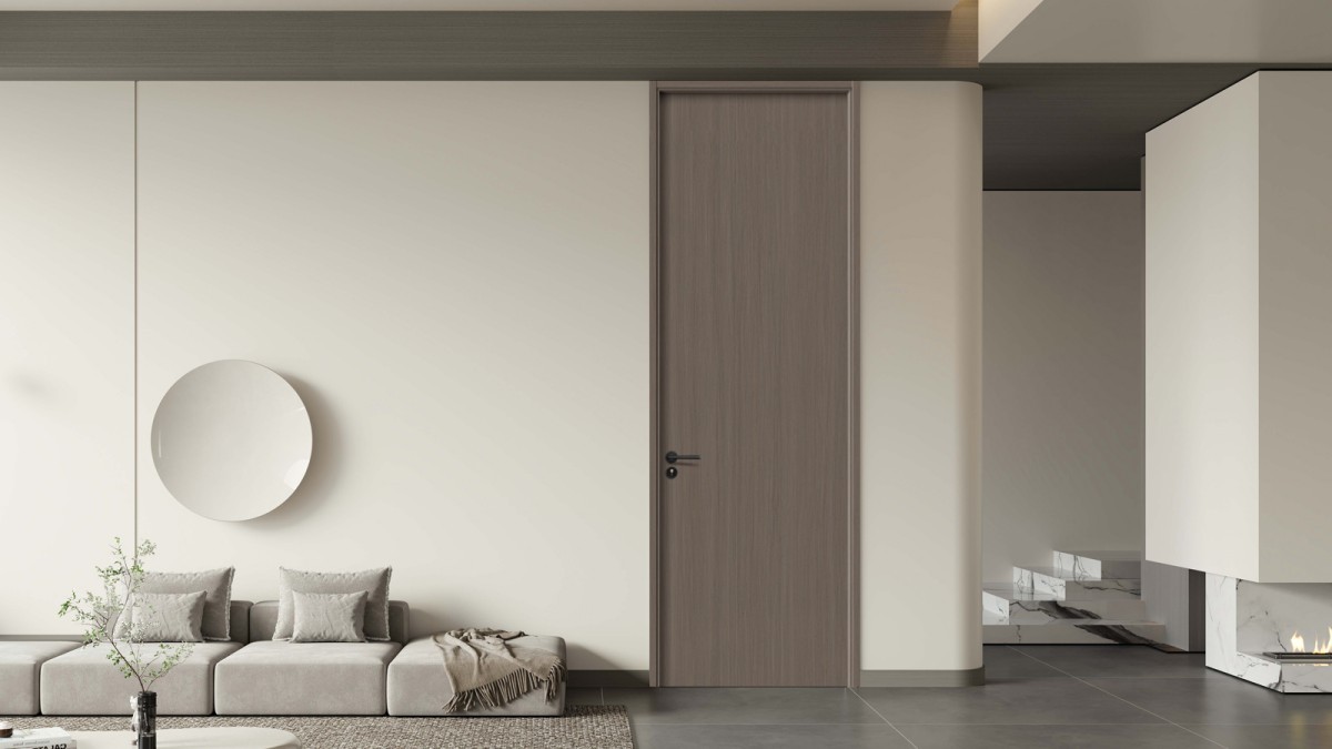 Modern melamine flat panel door for living room