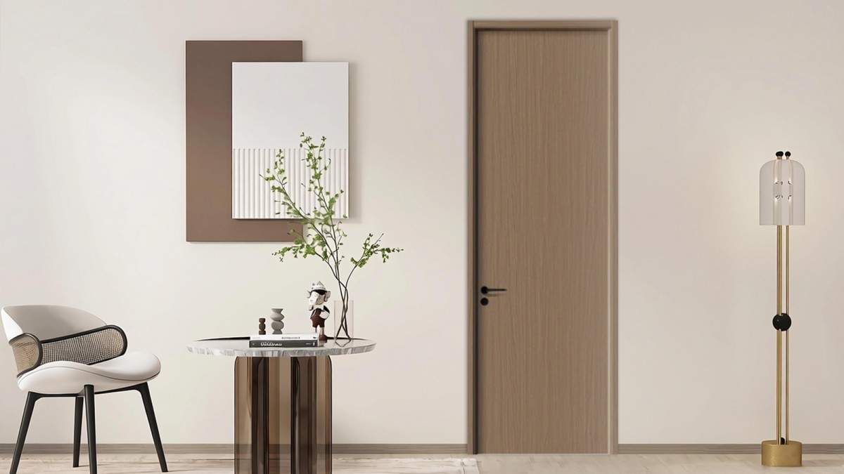 Light wood grain melamine paint-free interior door