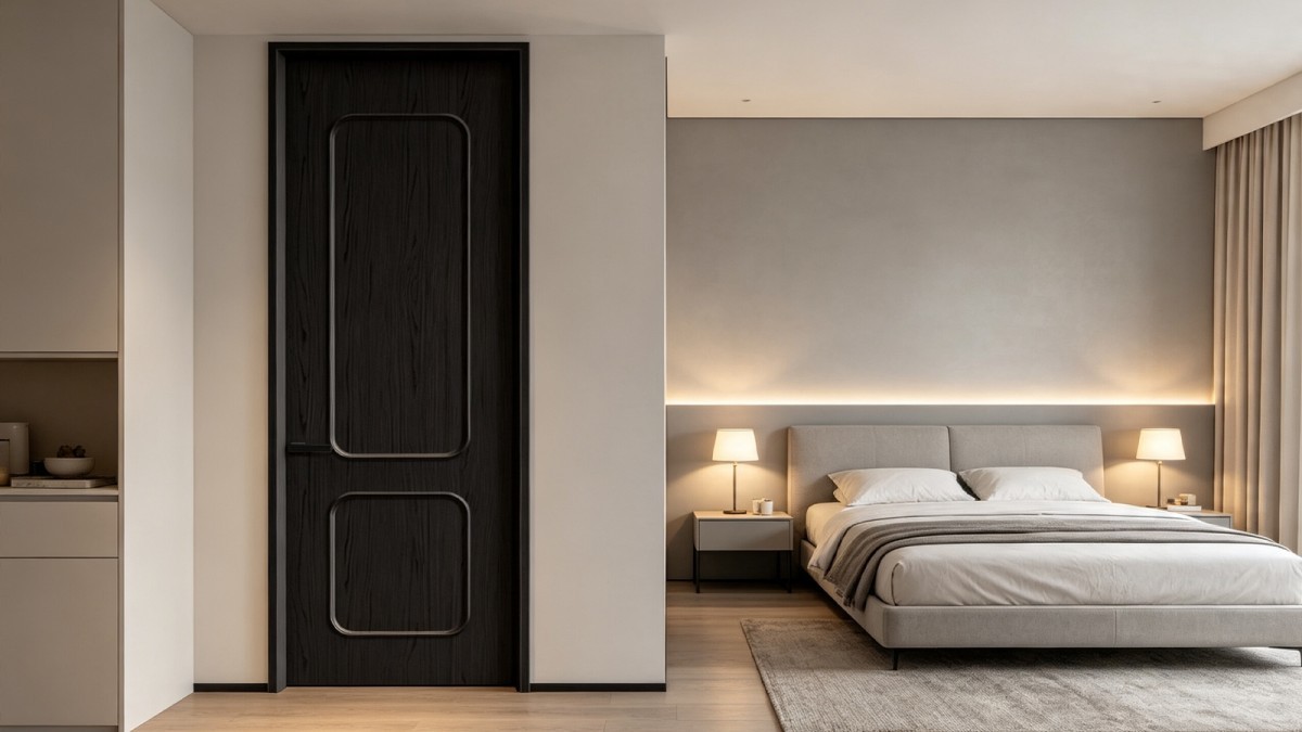 Paint-free moulding line interior wood door view 2