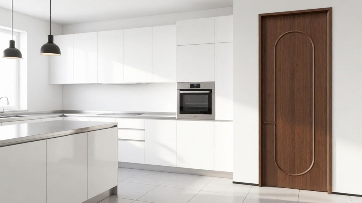 Paint-free moulding line interior wood door view 3