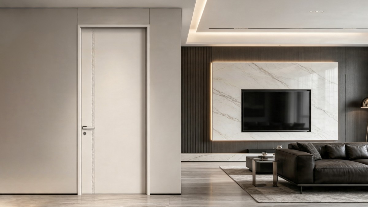 Synchronized embossed paint-free interior wood door view 6