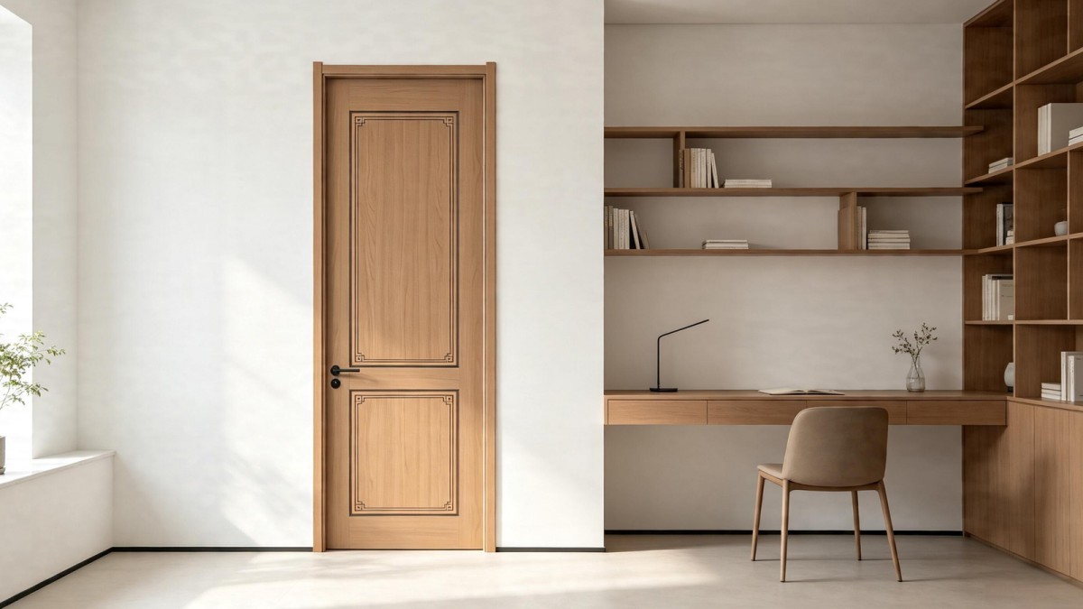 Synchronized embossed paint-free interior wood door view 8