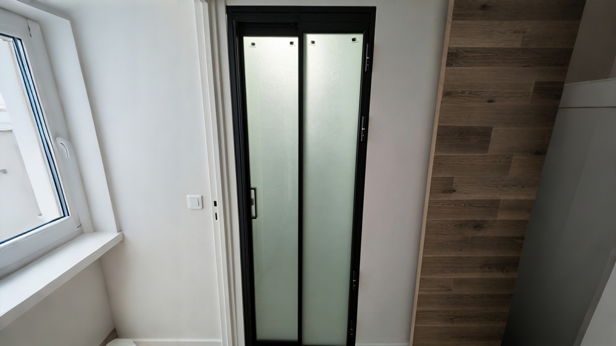French aluminum PT door bathroom project