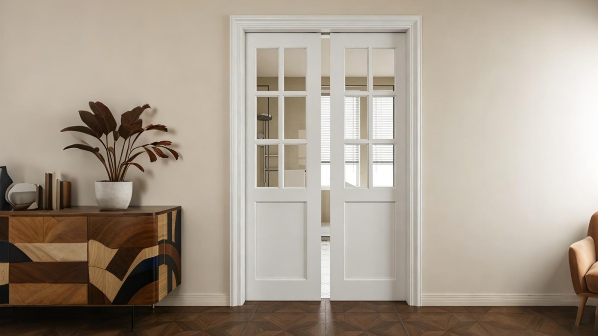 YE12 and YE11 pocket door close-up