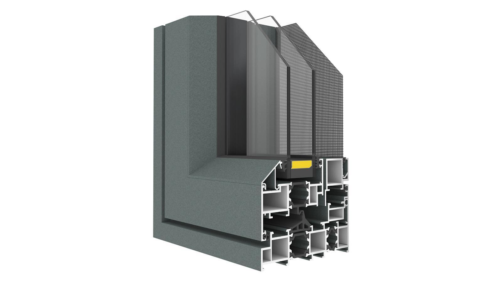 BC-110 thermal-break aluminum profile with insulated glazing and security screen