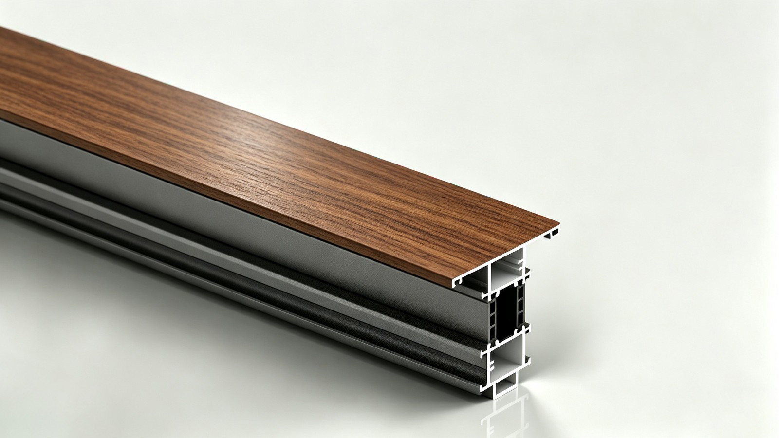 Custom interior woodgrain dual-color aluminum window finish
