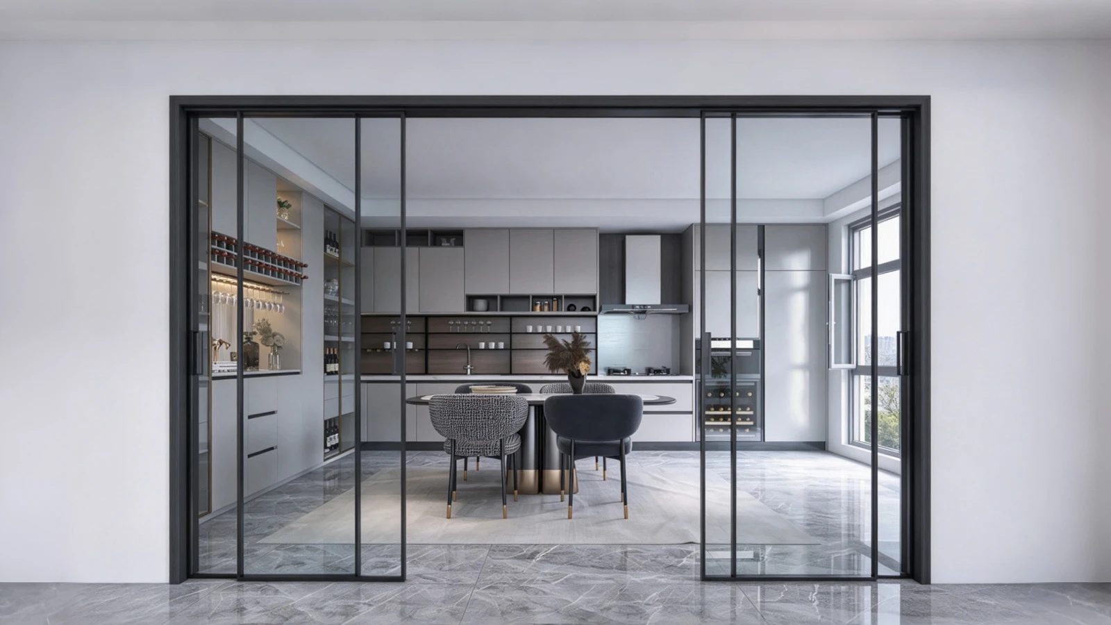 BC-MS40 minimalist damping sliding door in an architectural setting
