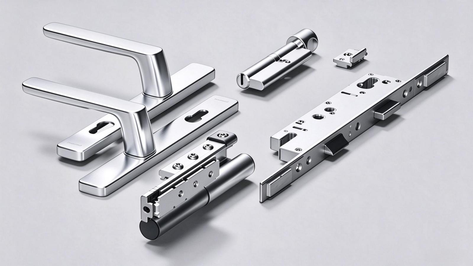 Close-up of a precision micro-gap hinge installed between a black aluminum door leaf and frame