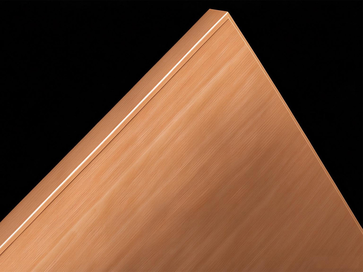Wood-grain door panel edge detail