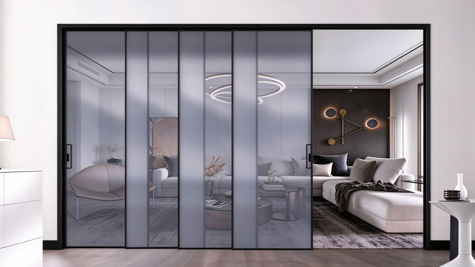 Multi-Panel Telescopic Hanging Sliding Door