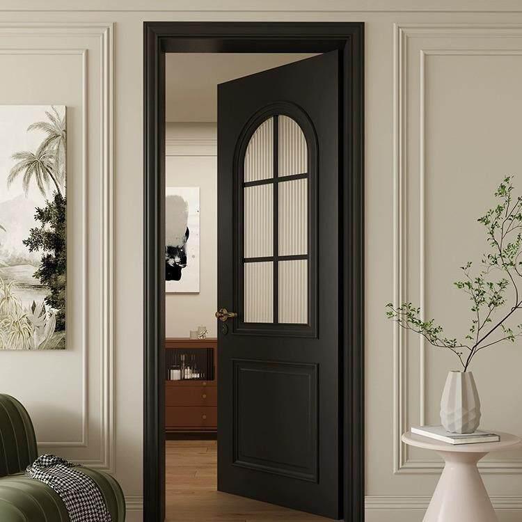 Black wooden door panel detail