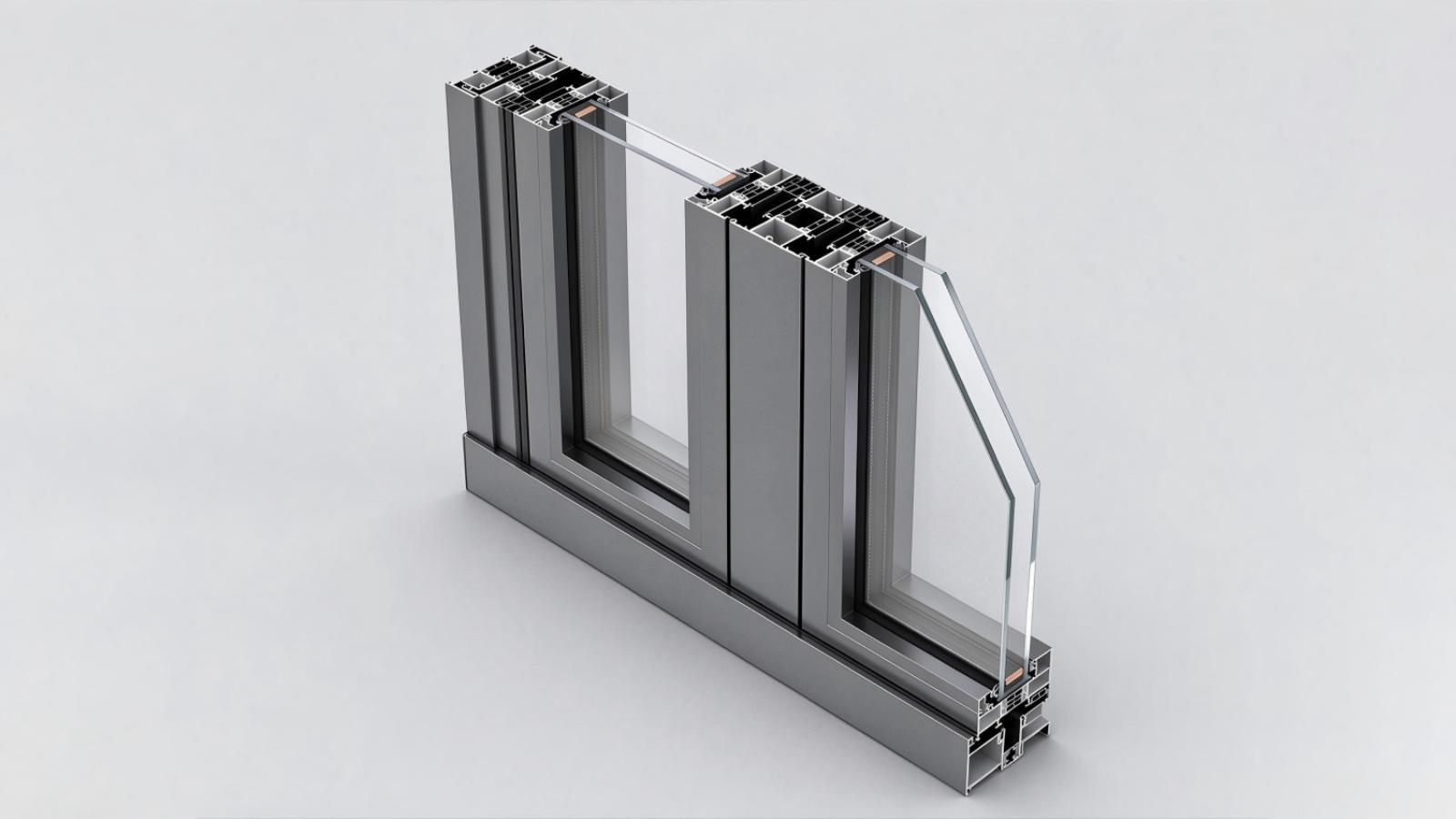 ES 82 FD heavy-duty panoramic aluminum folding door system cross-section