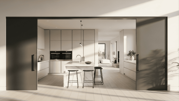 Раздвижные двери-амбары на заказ – дизайн интерьера из стекла и алюминия для кухонь и ванных комнат