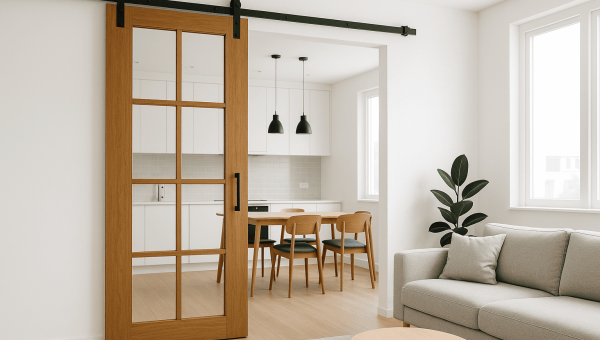 Стиль, экономящий место, с амбарными дверями