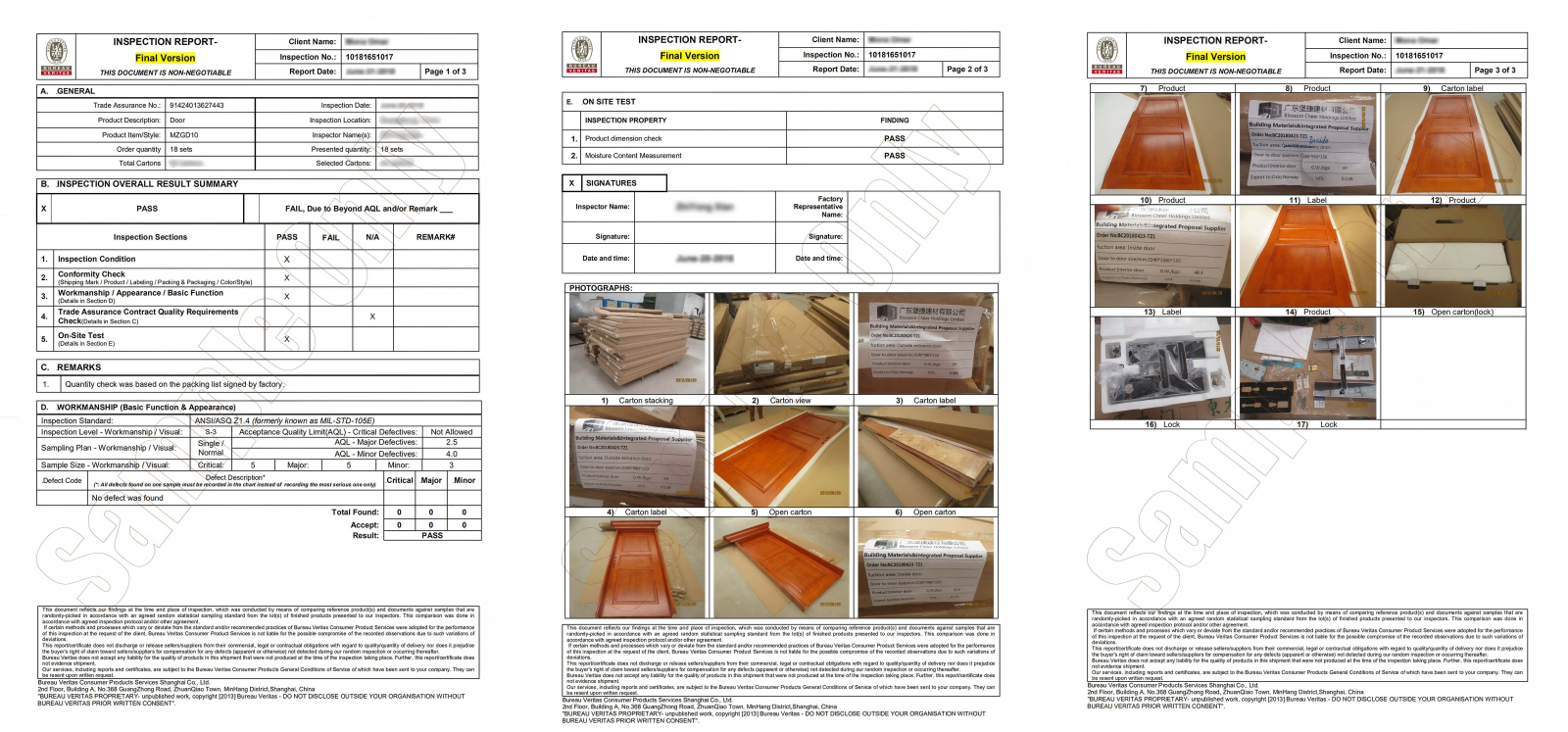 Inspection report preview
