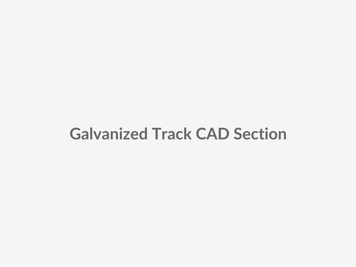 CAD sectional detail placeholder showing a heavy-duty galvanized sectional door track profile, roller path, bracket connection and structural node assembly