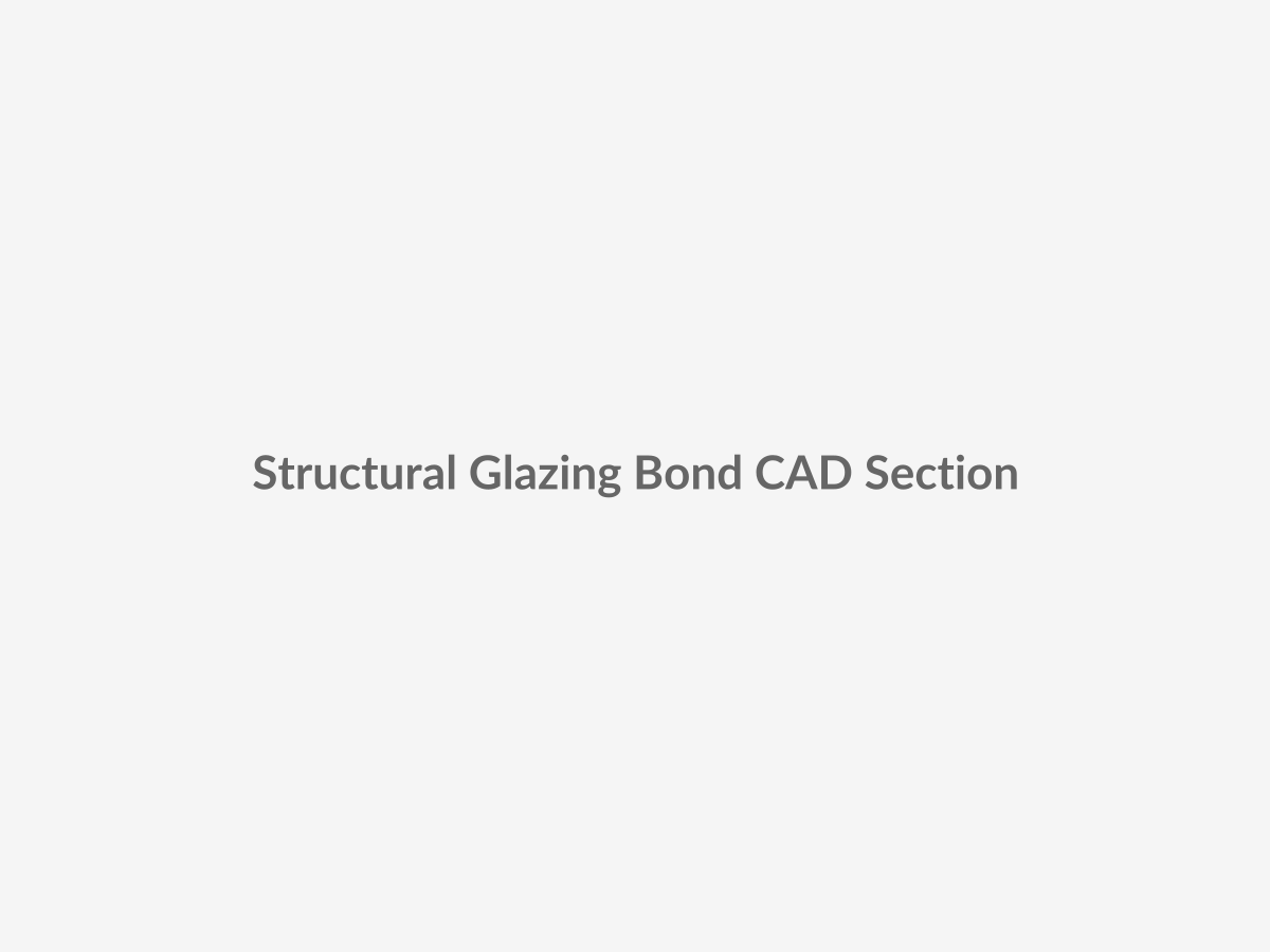 Detailed CAD sectional placeholder showing structural silicone bonding between large-format glass and an ultra-slim aluminum sliding window profile, including adhesive joint geometry and structural load transfer paths