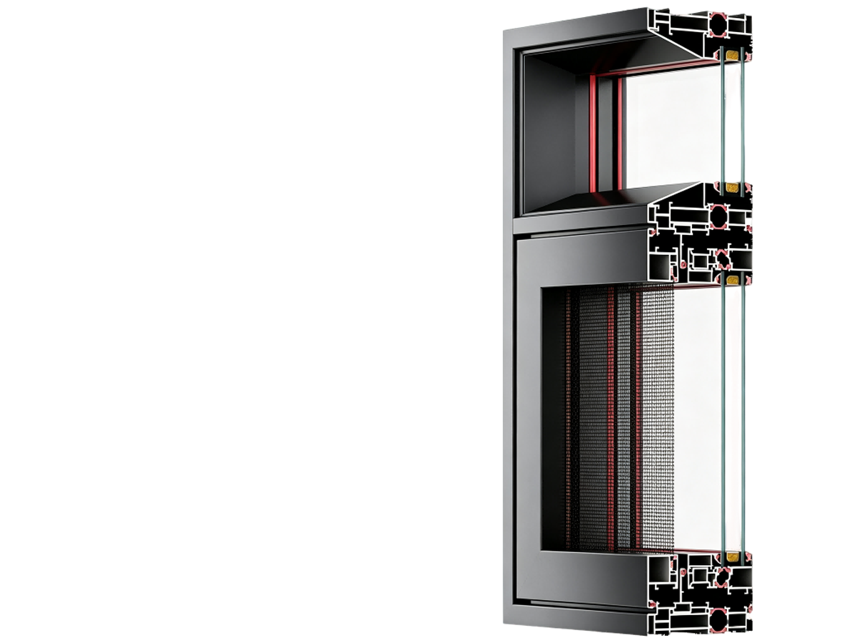 BC-118/120 ultra-slim aluminum window profile cutaway
