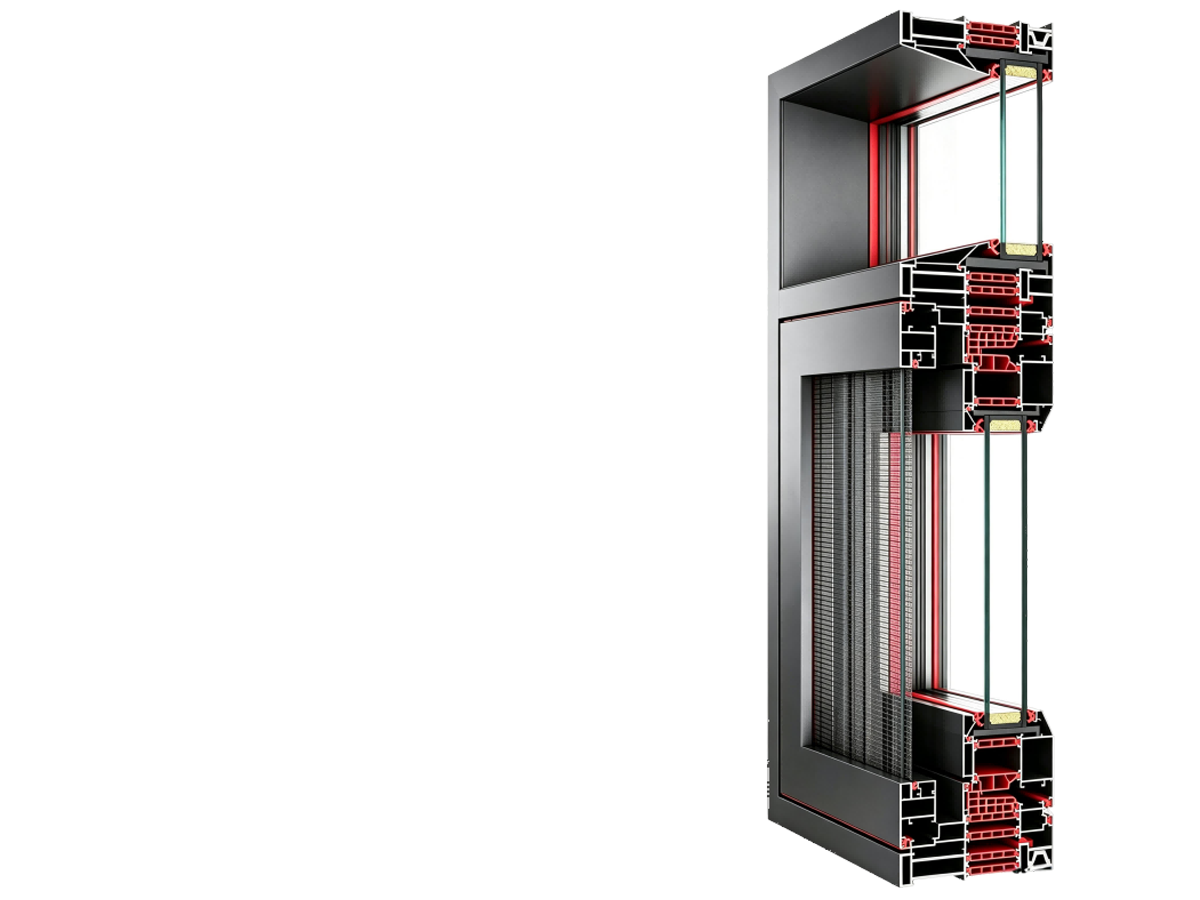 BC-130 aluminum casement window profile cutaway