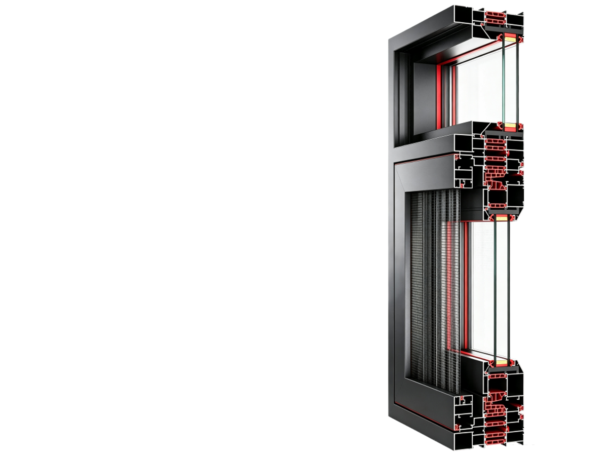 BC-115 aluminum casement window profile cutaway