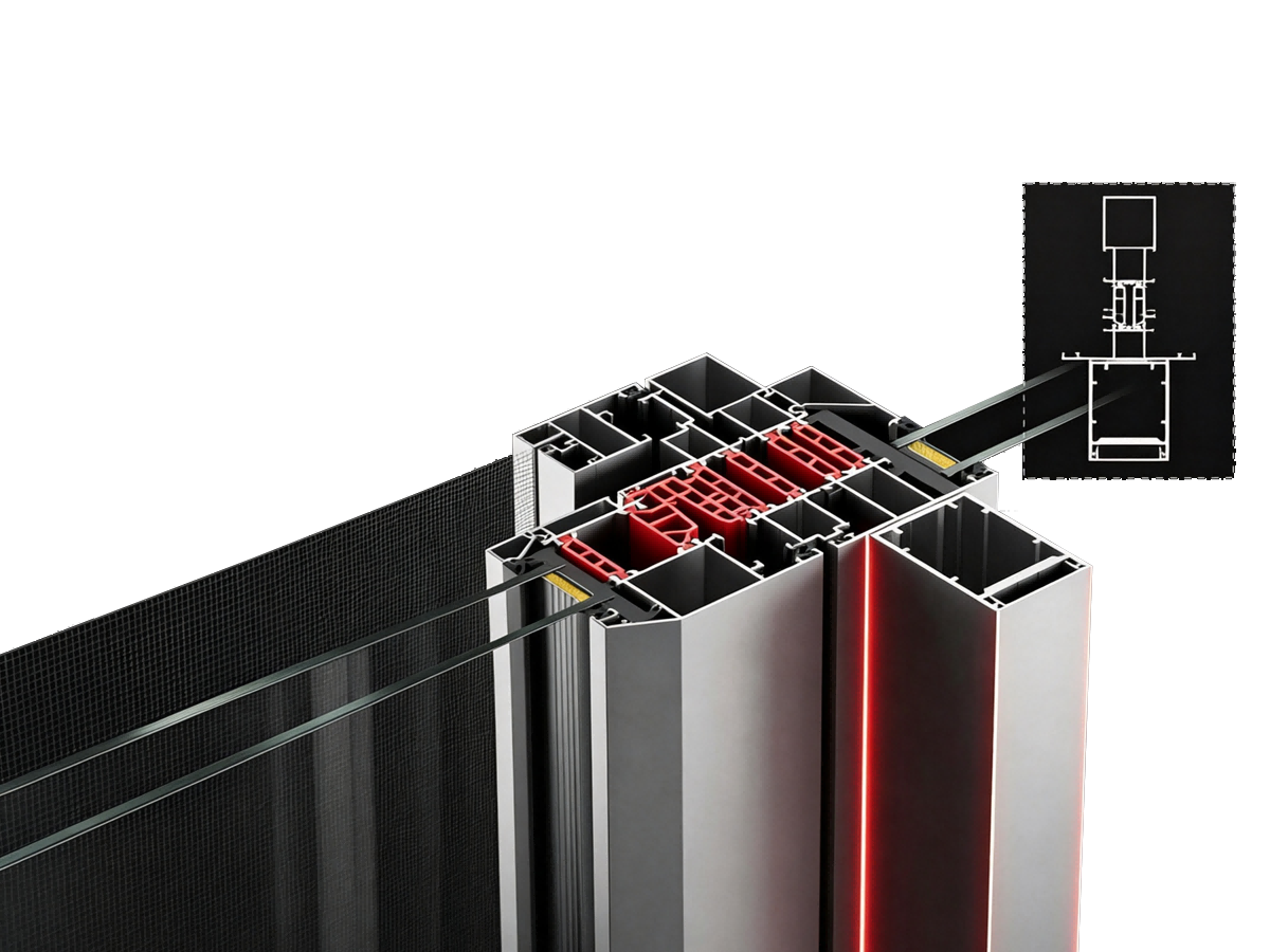 BC-130 split reinforced mullion with superimposed structural strength