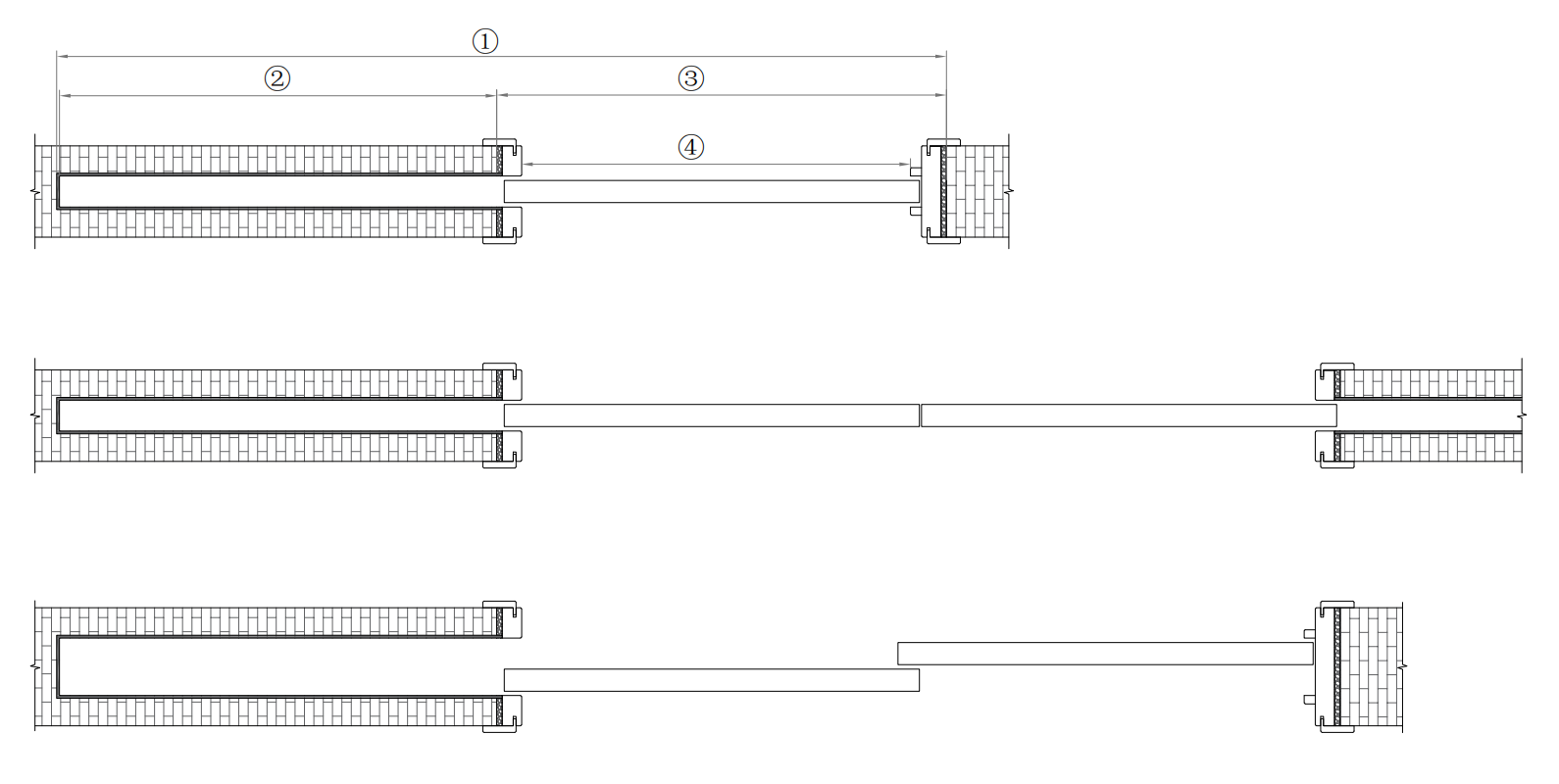 Plan diagram comparing single and double pocket door wall spac