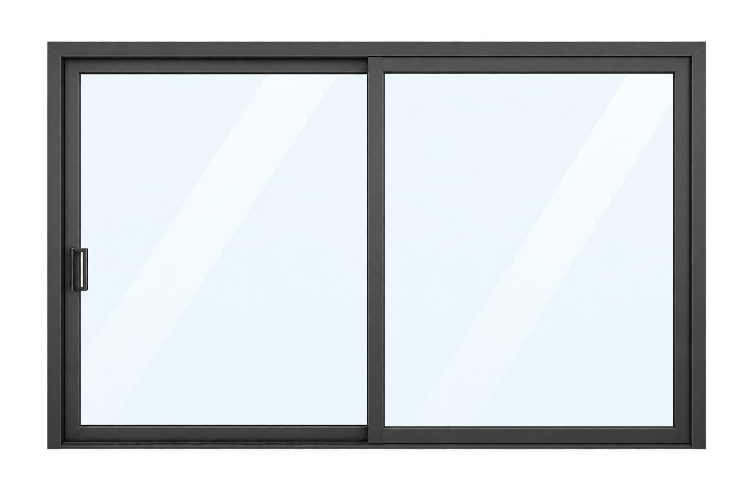 Two-panel monobloc aluminum sliding door system
