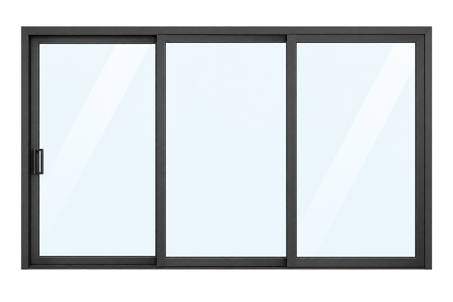 Three-panel thermal-break aluminum sliding door system