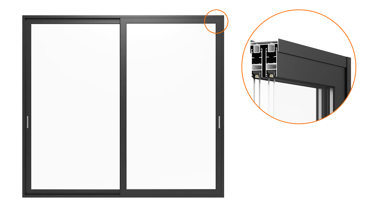 Monobloc aluminum sliding door system