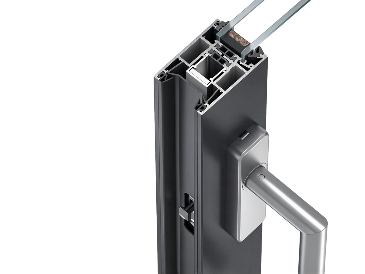 BC-S128 concealed lift-slide hardware and handle detail