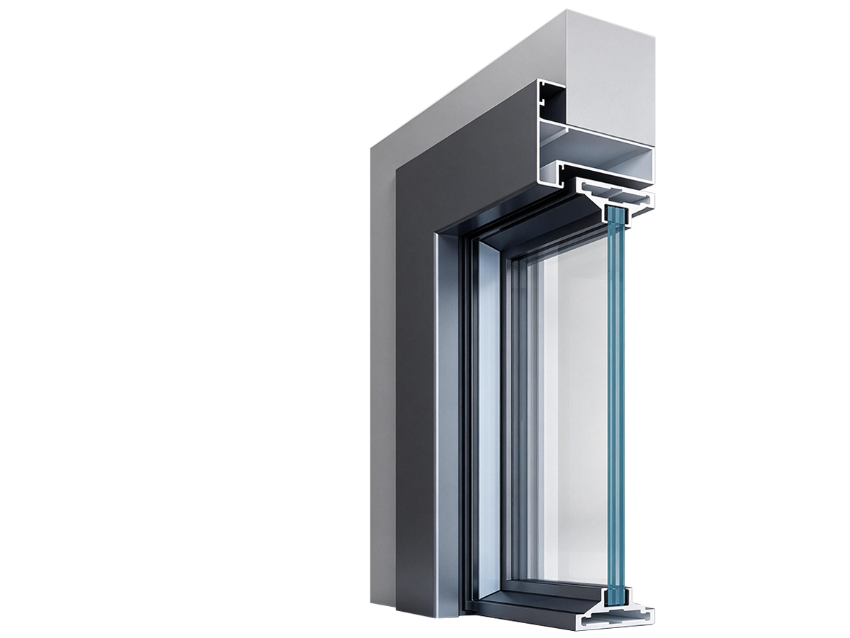 07x45 ultra-slim swing door section with 45 mm casing, a 7 mm stile and single glazing