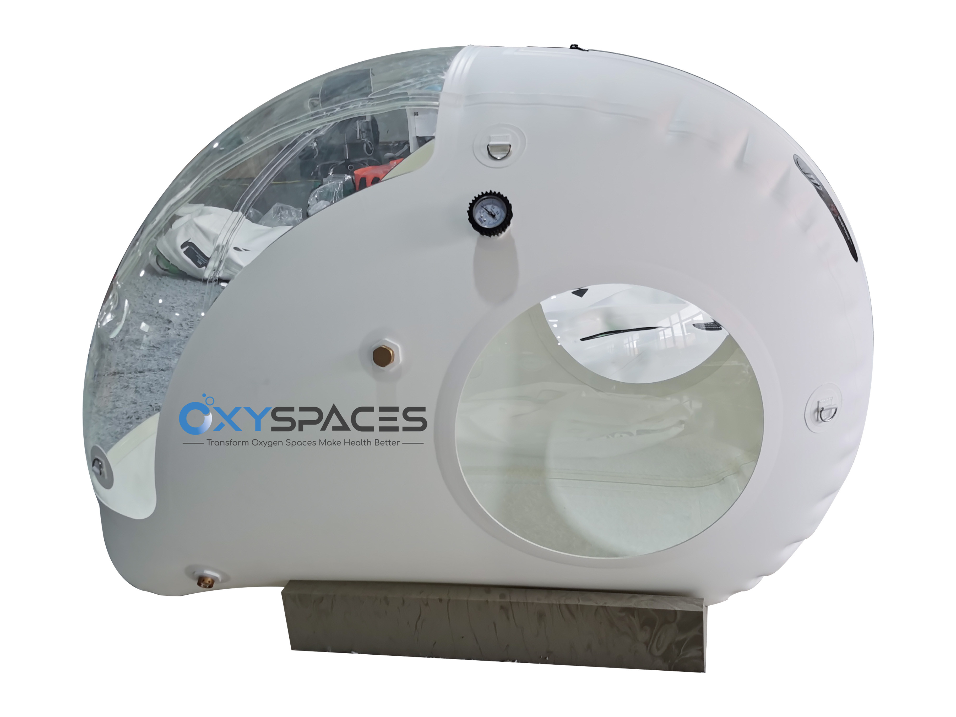 Transparent hyperbaric oxygen chamber