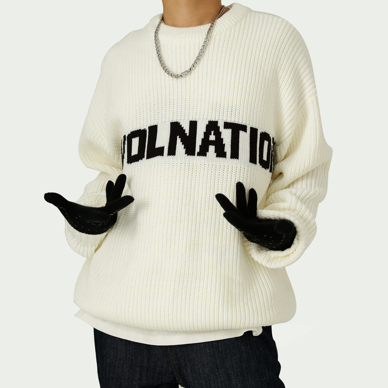  Custom O-neck Knitted Sweater