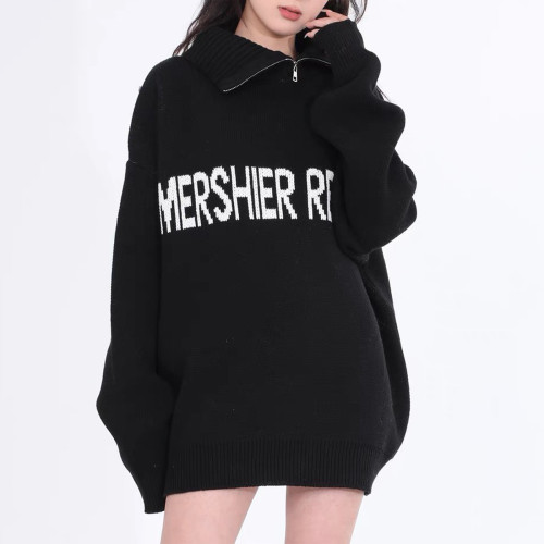 Wetowear Brand Custom Lapel Half-Zip Oversize Sweater | Warm And Thickened In Winter | Supports Customization Of Jacquard Workmanship