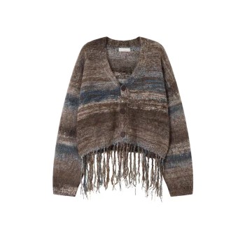 Wetowear Brand Custom Tie-Dye Knitted Mohair Wweaters Cardigan Sweater For Women | V-Neck High Quality Sweaters | Accept Samples ODM OEM