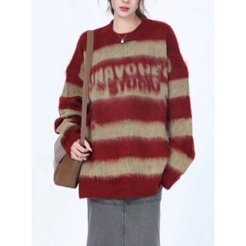 Wetowear Custom Mohair Sweater Women's Striped Sweater | Oversize Warm | Merino Wool Womens Sweater