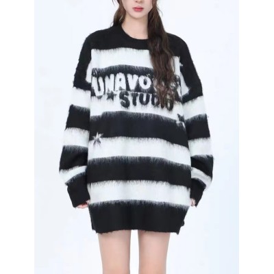 Wetowear Custom Mohair Sweater Women's Striped Sweater | Oversize Warm | Merino Wool Womens Sweater