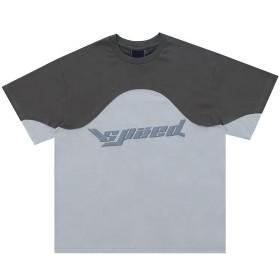 Wetowear Custom Logo Color Block T-Shirt | Cut and Sewn Pullover Cotton T-Shirt | Oversized Patchwork Two-Color T-Shirt for Men