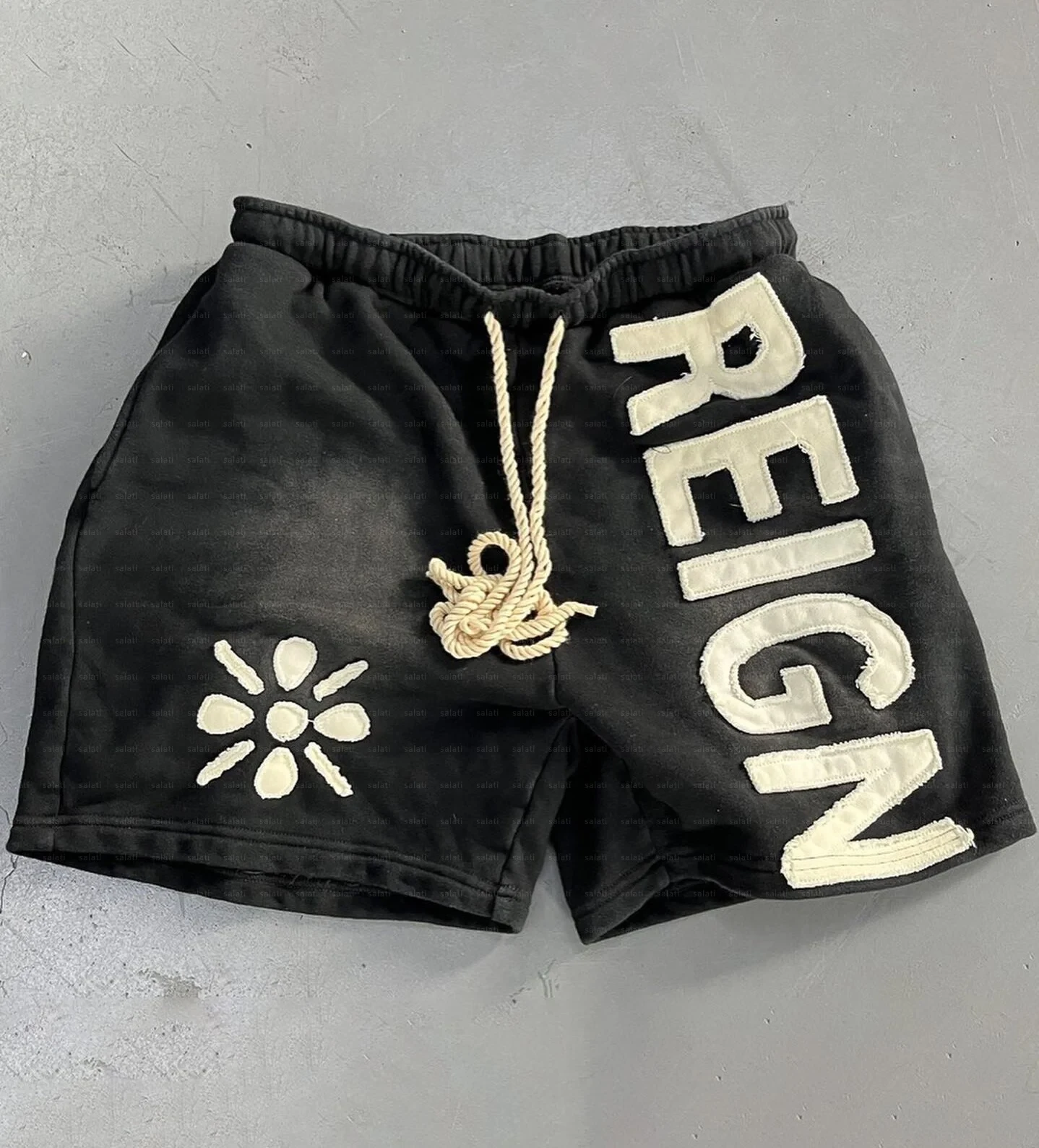 Custom appliqué embroidery shorts