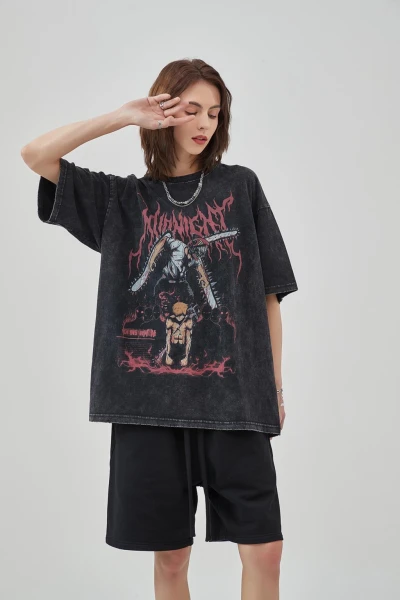 Wetowear Custom Washed T-shirt Factory|Oversized|Retro|Cotton|DTG Printing|Women's T-shirt