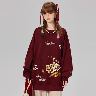 WTW Graffiti Graphic Print Oversized Hoodie | Long Sleeve Hiphop Sweatshirt | 100% Cotton | Graffiti Aesthetic Sweatshirt