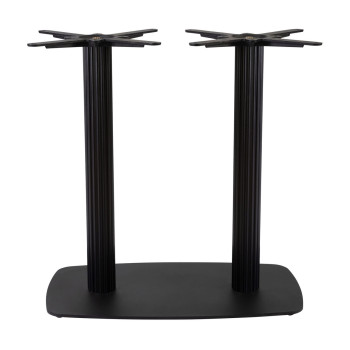 Moderno Commercial Table Base - Black Fluted Large Rectangular with Radius Edges
