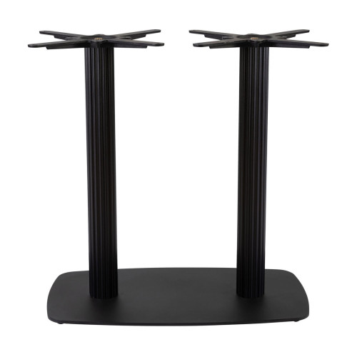 Moderno Commercial Table Base - Black Fluted Large Rectangular with Radius Edges
