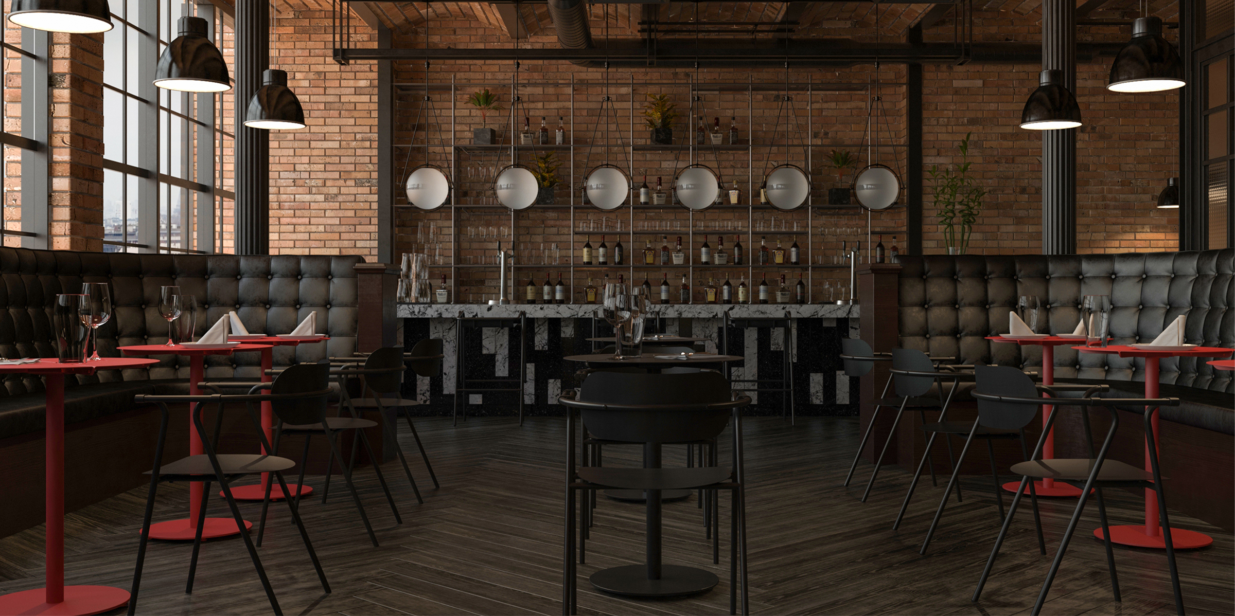 Brooklyn is a customizable and wholesale metal table for use in hotel cafes or outdoor settings.