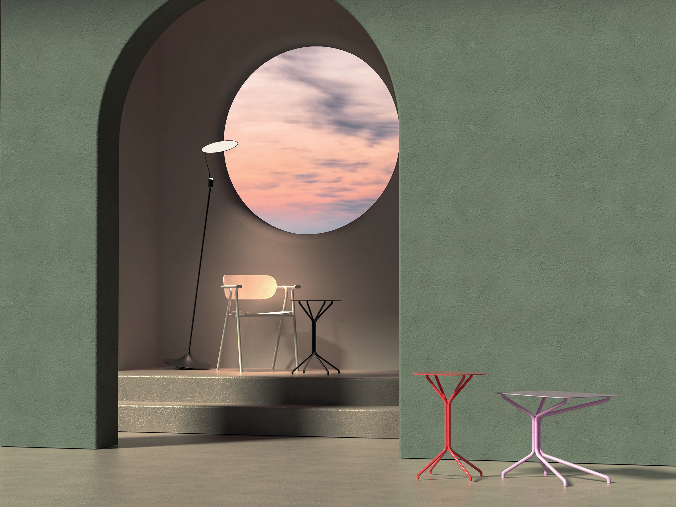 طاولة القهوة Octo عبارة عن طاولة معدنية قابلة للتخصيص وبالجملة ويمكن استخدامها في مقاهي الفنادق أو الأماكن الخارجية.