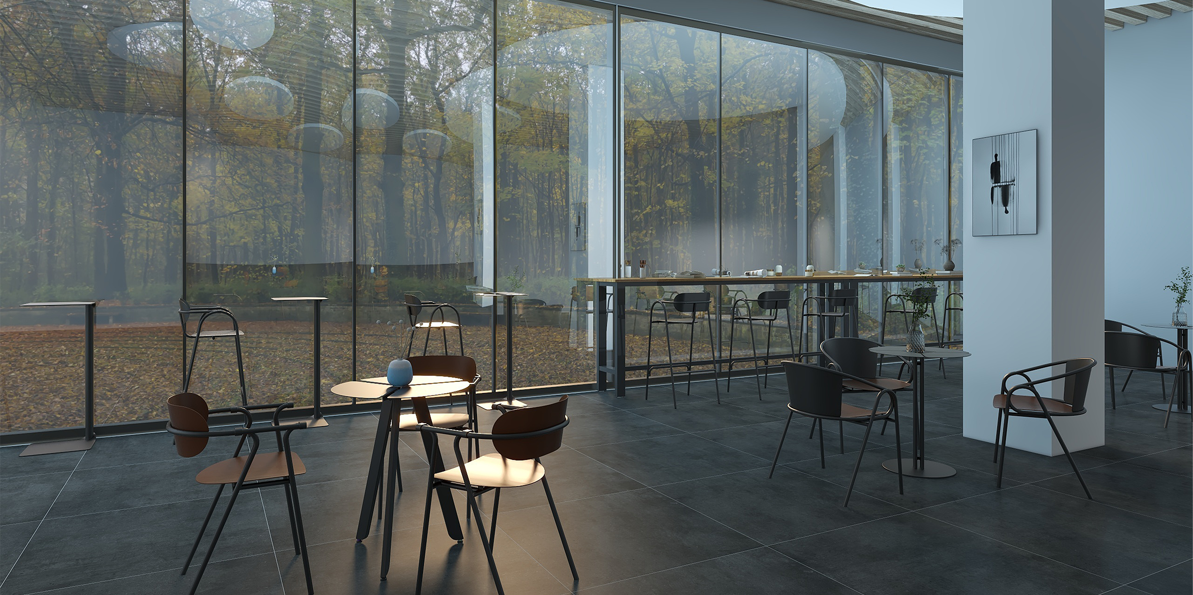 Bond Chair is a metal chair used in hotel cafes or outdoor areas.