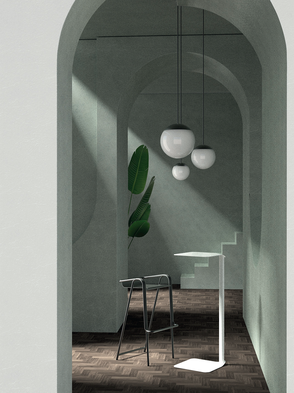 The Mutual bar chair is a high-metal chair used in hotel cafes or outdoors.