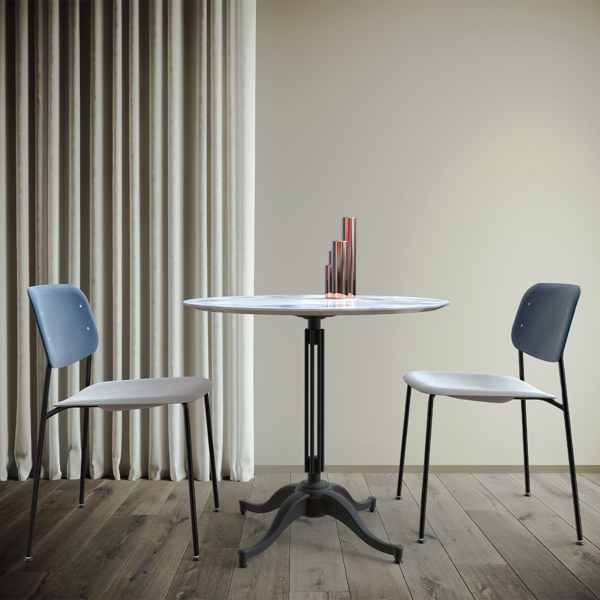 Juliet is a customizable and wholesale metal base that can be used in hotel cafes or outdoor areas.